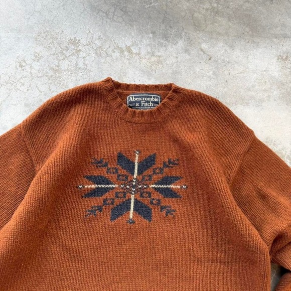 Vintage Y2K Abercrombie & Fitch Burnt Orange 100% wool sweater - Picture 3 of 6